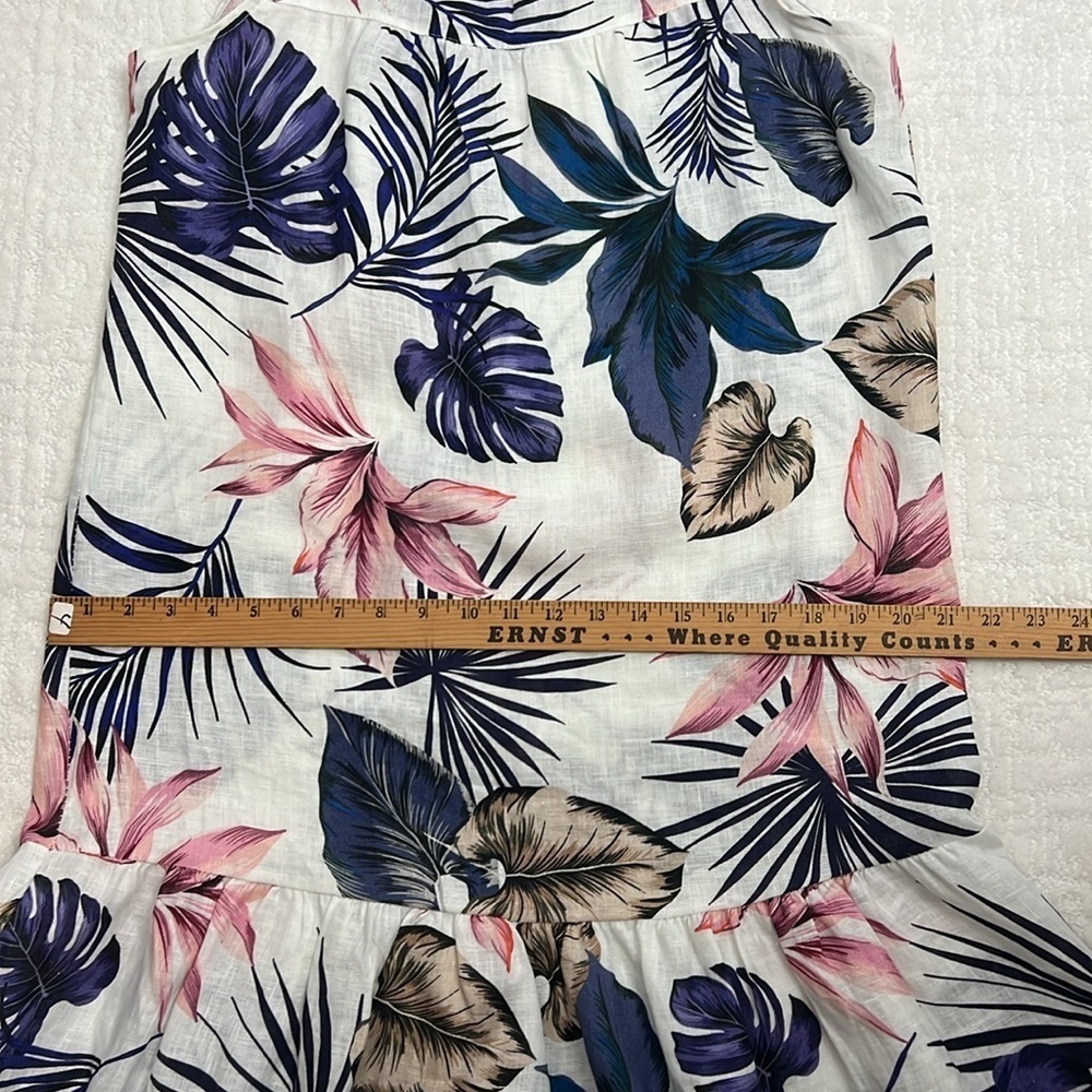 LUNGO L’ARNO linen tropical floral sleeveless made in Italy mini dress small - Picture 9 of 10